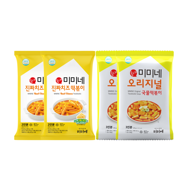[신제품]미미네 진짜치즈 떡볶이 2봉 + 오리지널 국물떡볶이 2봉 