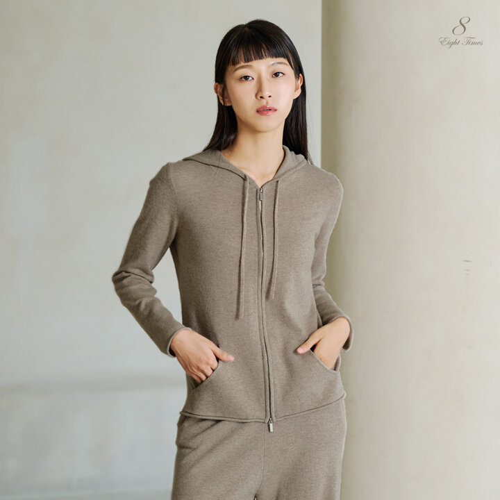 (런칭가129,000)(단 30개 한정!)  에잇타임즈 캐시미어 후디집업 상하의 2종