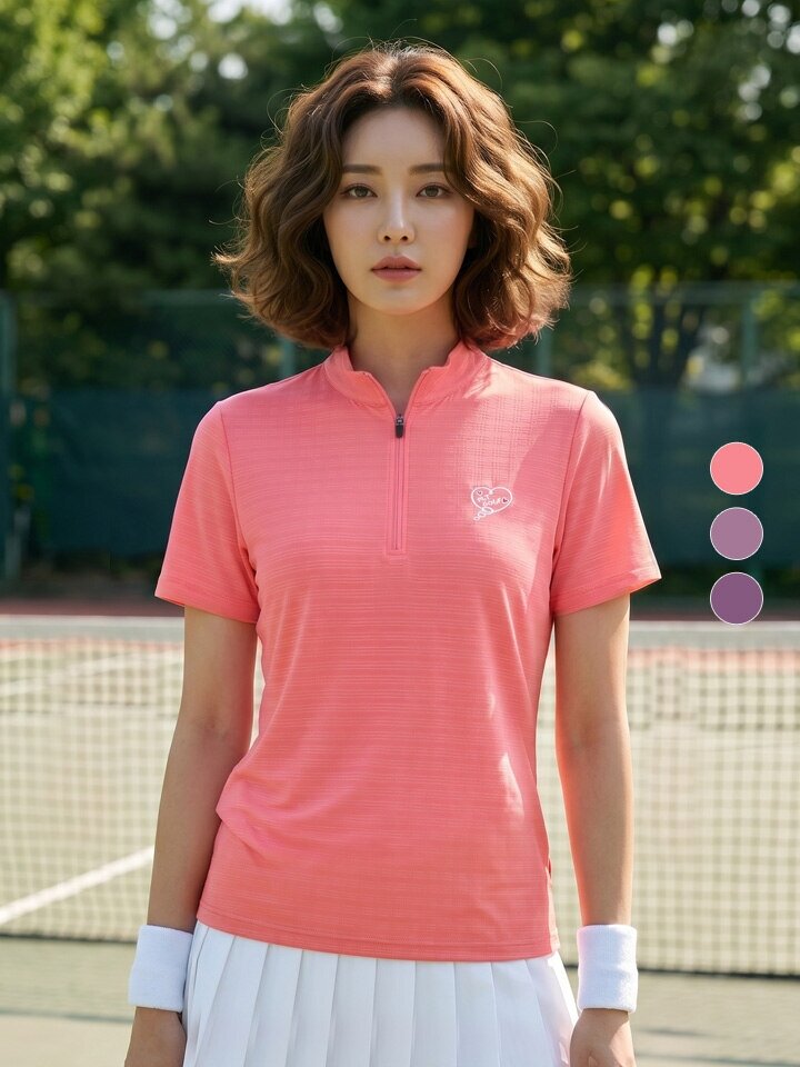 이지바이 페어리 여성 쿨메쉬 냉감 여름 등산 아웃도어 기능성 반팔 메쉬 집업 티셔츠(W5ST17)