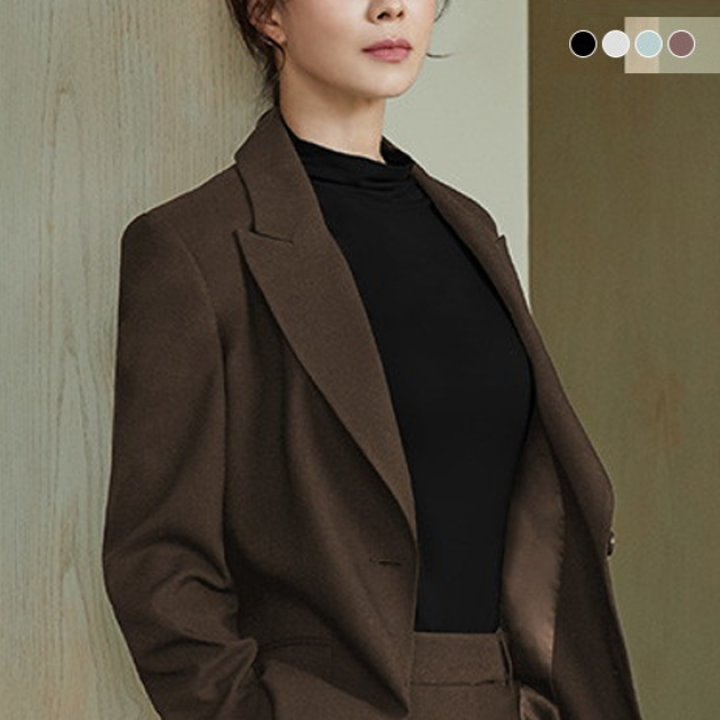 [엘루아] 실크블렌디드 하프넥 드레이핑 티블라우스 4종세트