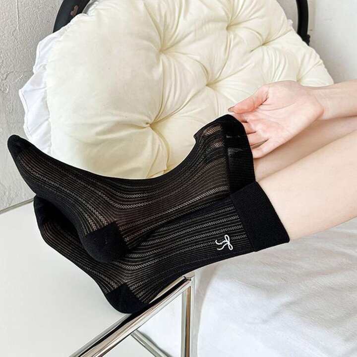 시스루펀칭리본중목양말LM-0472