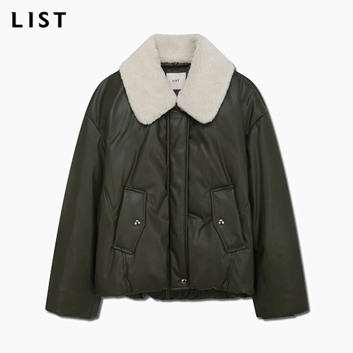 페이크 레더 부클퍼 덕다운 점퍼_TSDJPP82160_DK