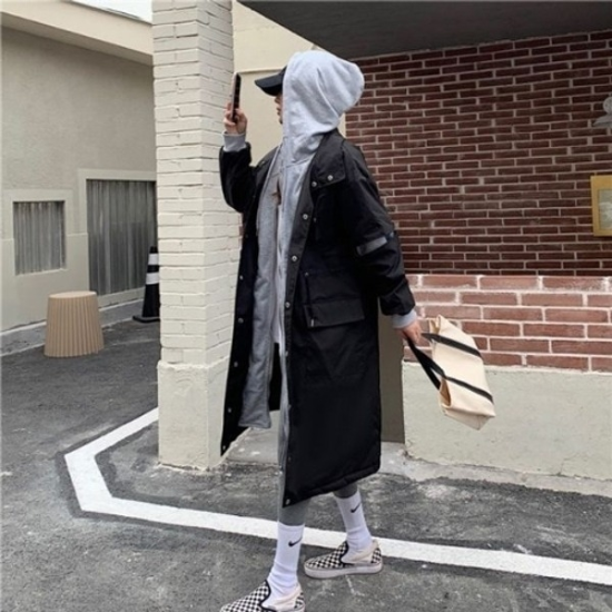 B급상품W76964 느낌 데일리 겹쳐입은 후드 보온 롱 야20298972667501