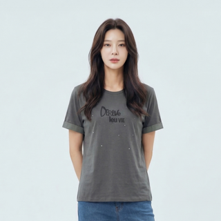 [PAT] 코튼실켓 원포인트 소매턴업 티셔츠_1J45306