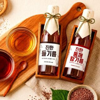 전통 압착 맑은 진한 참기름 1병 + 들기름 1병