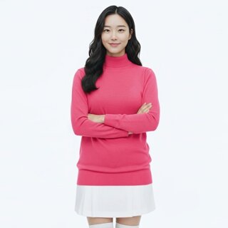 럭스골프 여성 하프넥 더블 립 긴팔 니트 셔츠 LX17KT403