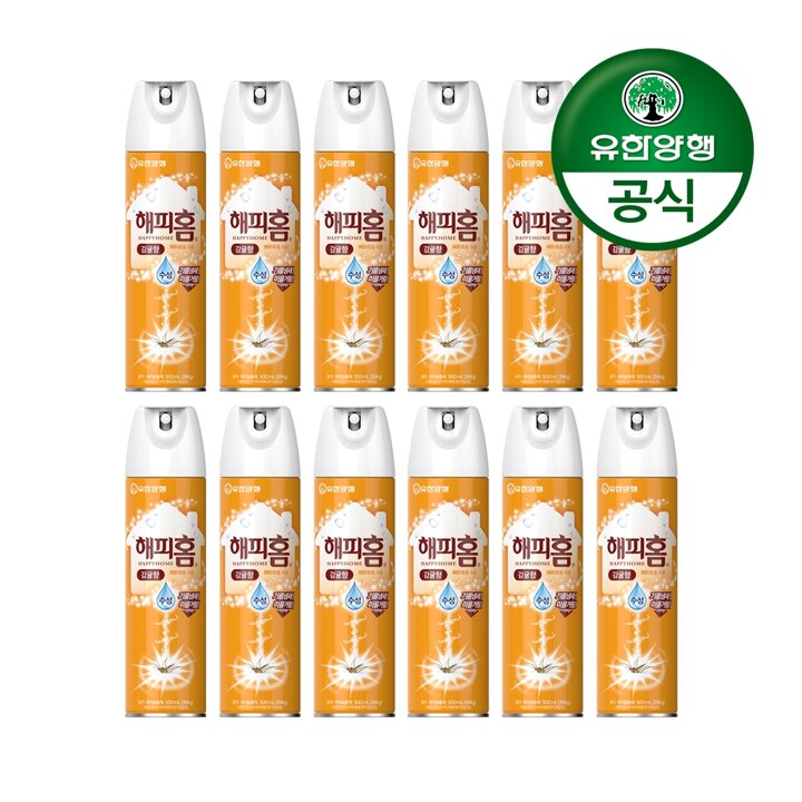 [유한양행]해피홈 모기약 수성 에어로솔 감귤향 500mL 12개