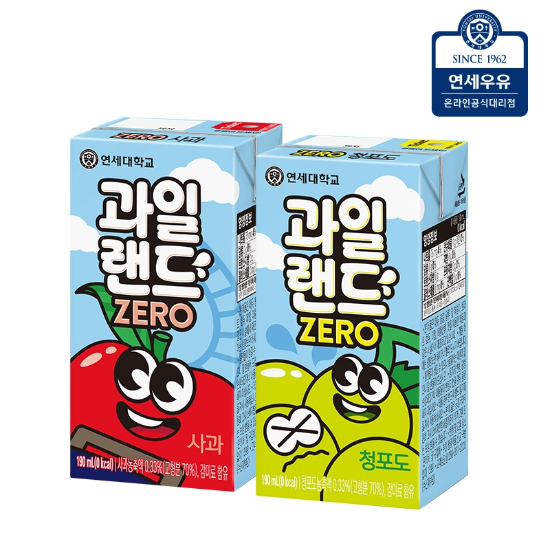 연세우유 과일랜드 제로 음료 사과/청포도 48팩