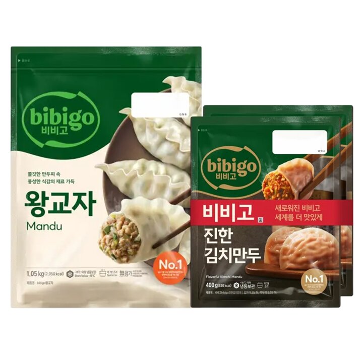 CJ 비비고 왕교자 1.05kg + 진한김치만두 400g x2개