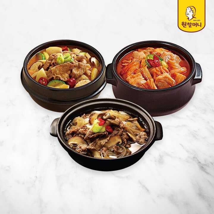 [원할머니] 뚝배기불고기 4팩+김치찌개 1팩+된장찌개 1팩