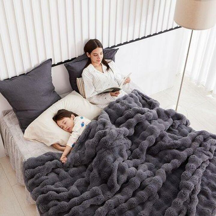 [5만원세일/SS]라셀퍼 이불세트(아이보리or베이지or그레이중선택,이불+멀티블랭킷+세탁망,30mm)