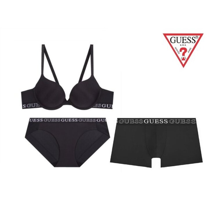(신세계의정부점)(선물포장) 게스 에센셜 풀컵 아웃밴드  블랙 남여커플속옷세트(GLL1R2R01/GLL1P2P01/GUL1J1J01)
