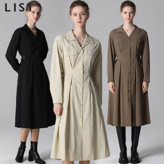 [리스트(LIST)] 사이드 스트랩 셔츠 원피스 (택가격:268000원)