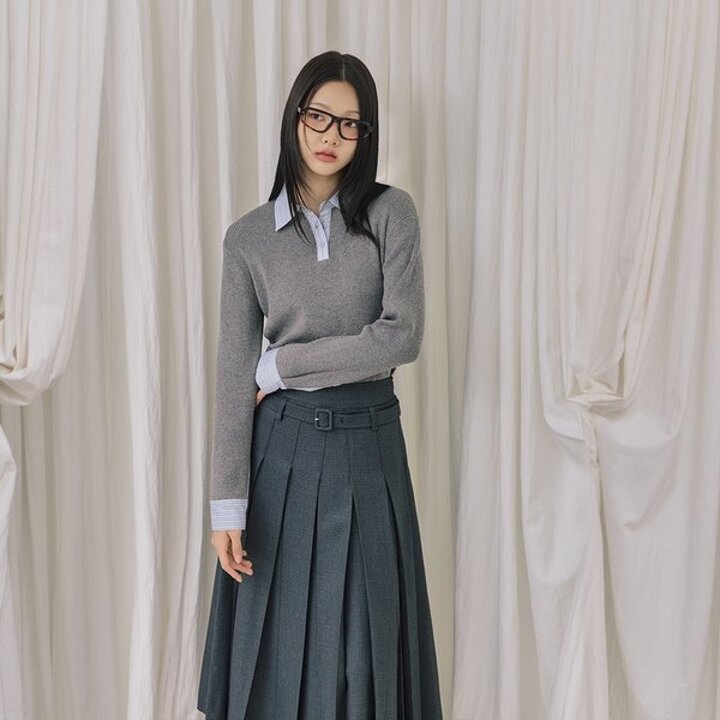 (신세계마산점)블루 스트라이프 셔츠 배색 니트 AR4KHA71