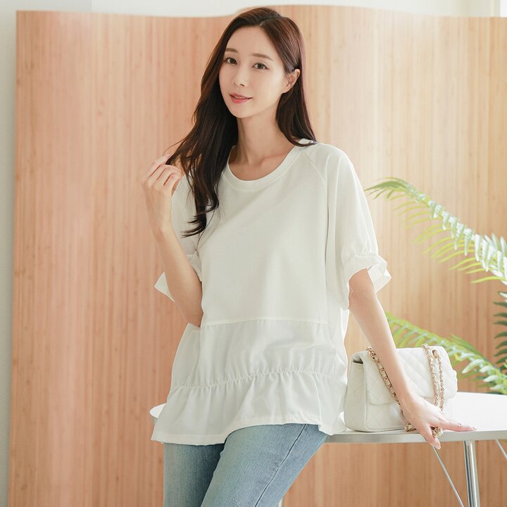 드리다 여성 여름 크레이프 스판 빅사이즈 쉬폰 티 블라우스 40-50대 미시 엄마옷 캐주얼 출근 모임