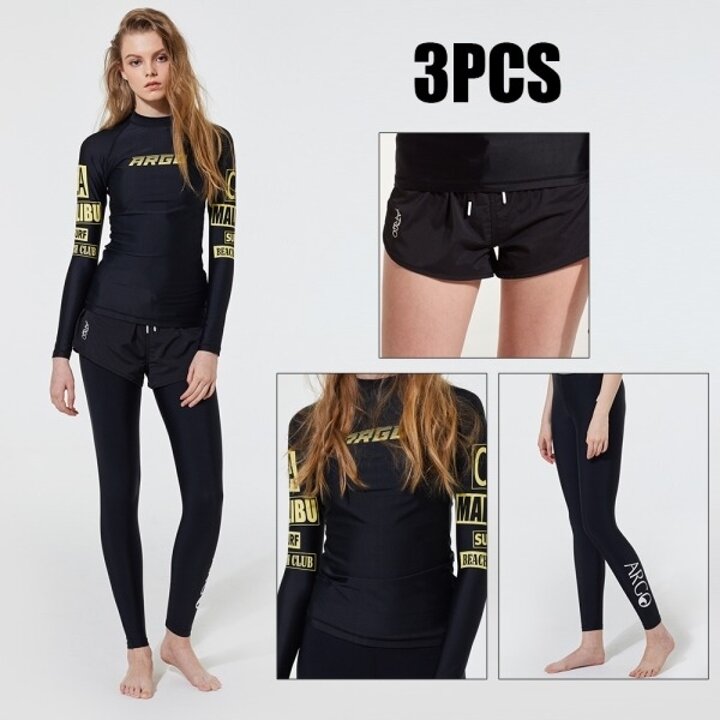 아르고 제로스 여성 래쉬가드 3pcs 세트 블랙