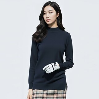 럭스골프 여성 하프넥 더블 립 긴팔 니트 셔츠 LX17KT402