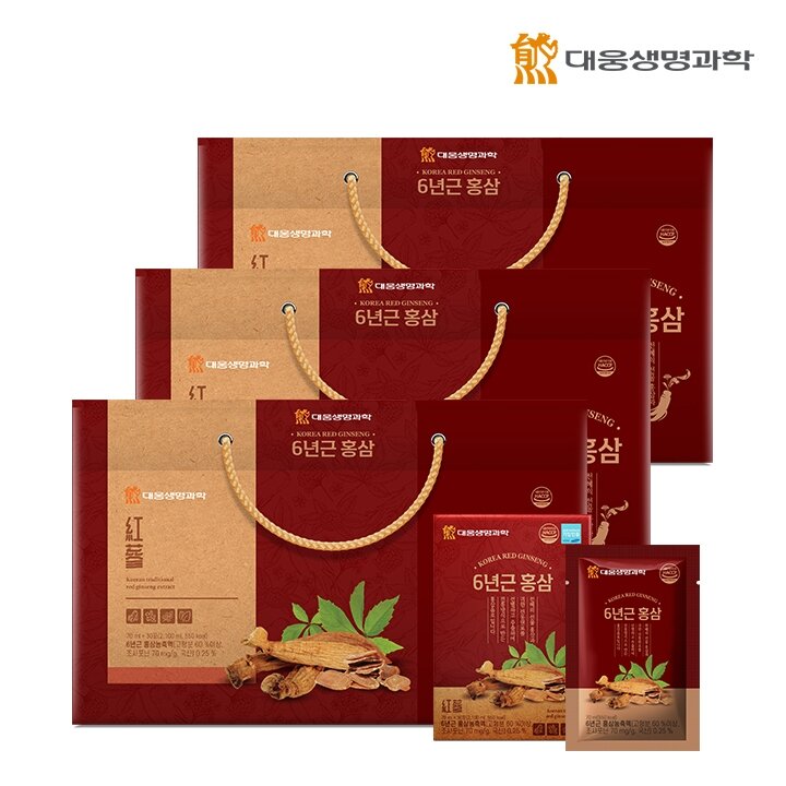대웅생명과학 6년근 홍삼 (국내산 6년근 홍삼농축액 함유, 70mlX30포) 3세트