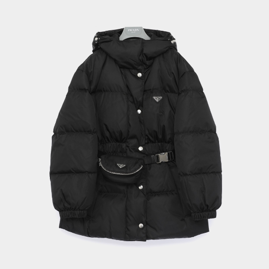 프라다 26FW 삼각로고 리나일론 포켓 벨티드 후드 패딩 여성 자켓 29X966 1WQ8 F0002