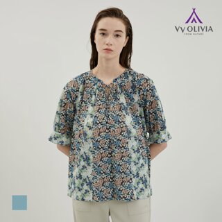 [비비올리비아] 전판프린트 A라인 훌블라우스_VVCNS4M4371