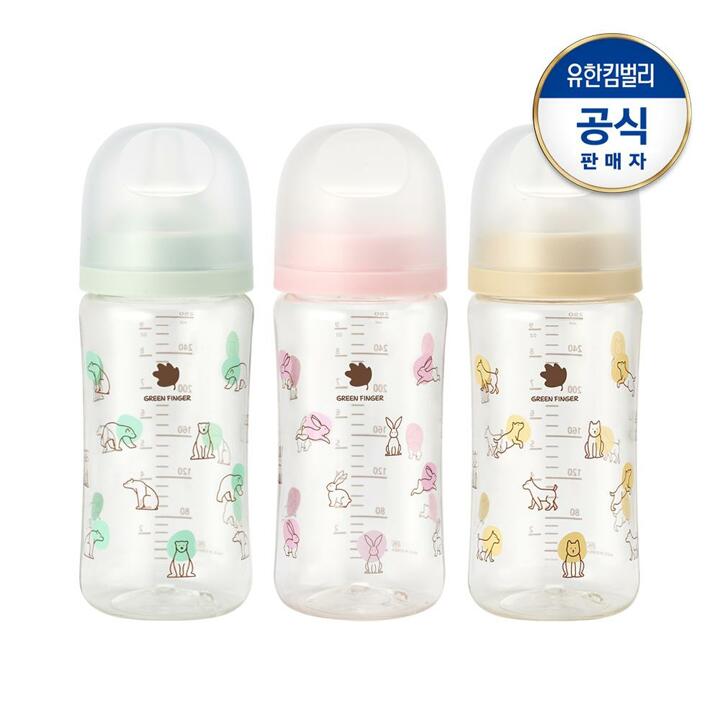 베베그로우 PA 퓨어베이비 젖병 트리플팩 280ml(노꼭지/북극곰+토끼+강아지)