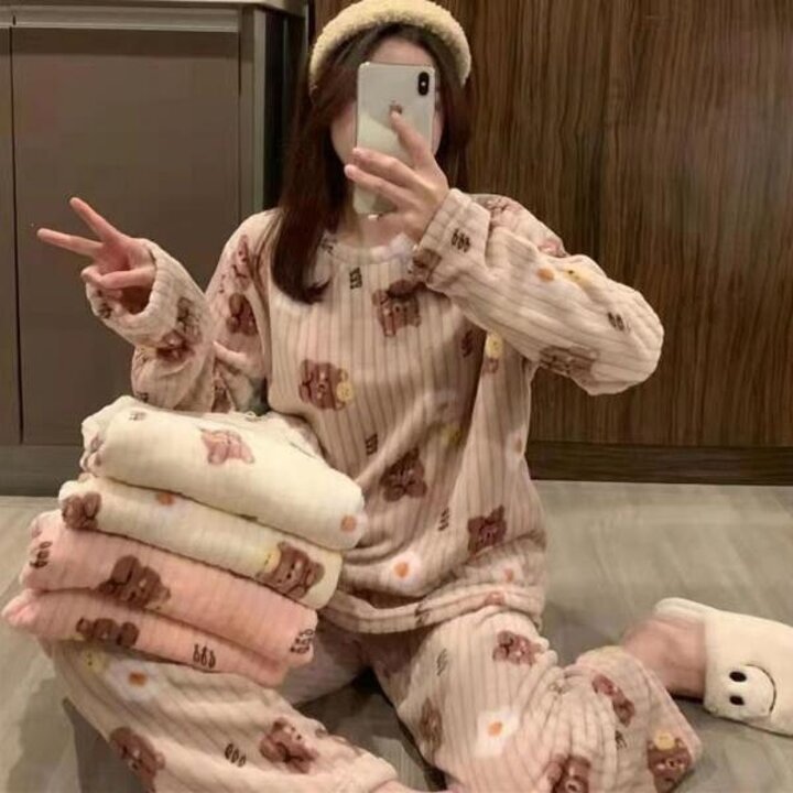 아트박스/마전동상회 극세사 수면잠옷 상하의 세트 홈웨어 겨울잠옷