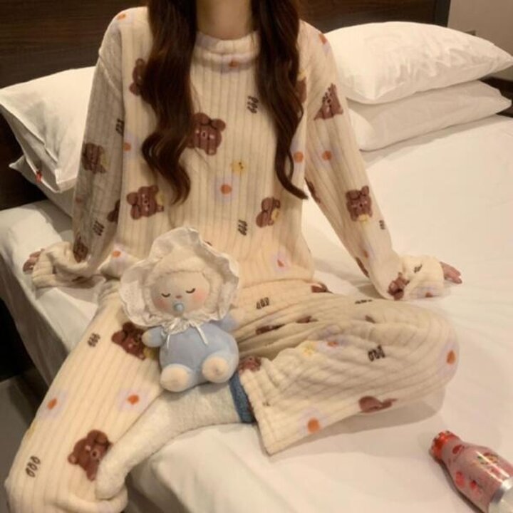 아트박스/마전동상회 극세사 수면잠옷 상하의 세트 홈웨어 겨울잠옷