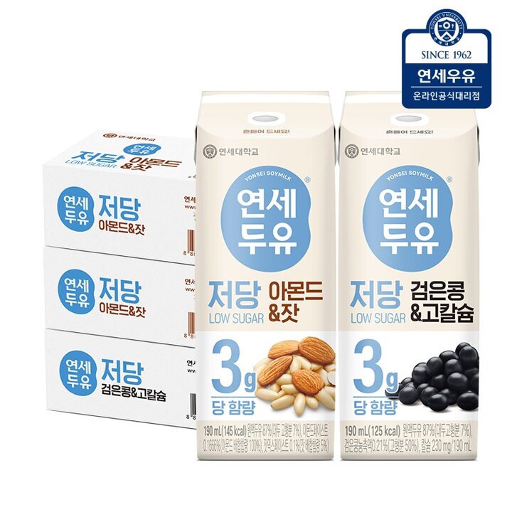 연세두유 저당 두유 72팩 (아몬드잣48 + 검은콩고칼슘24)