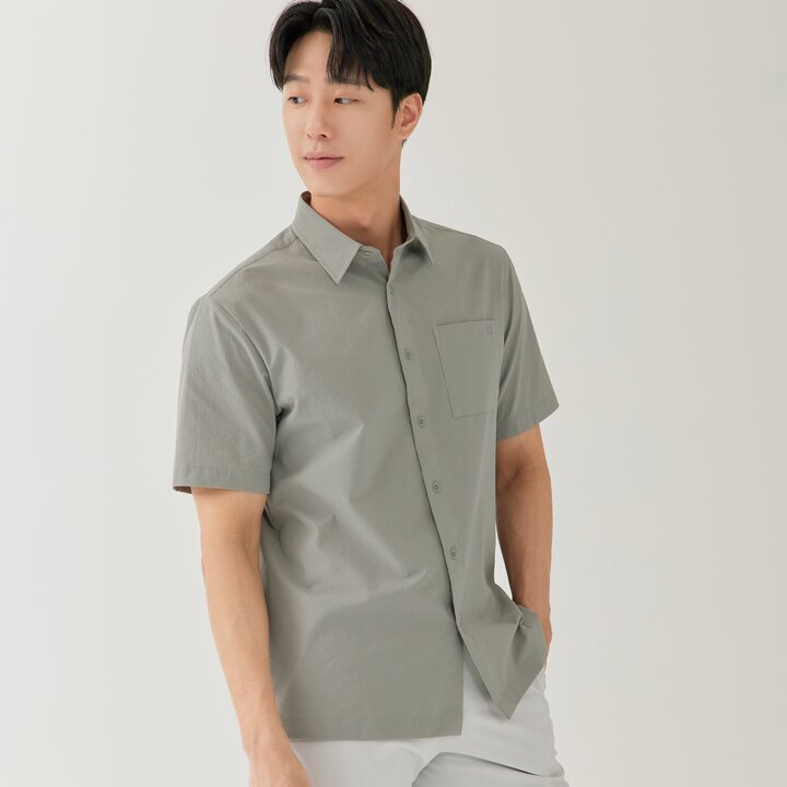 [라이프로그] 가슴포켓 조직감 반팔 셔츠 MCWSP304_GG