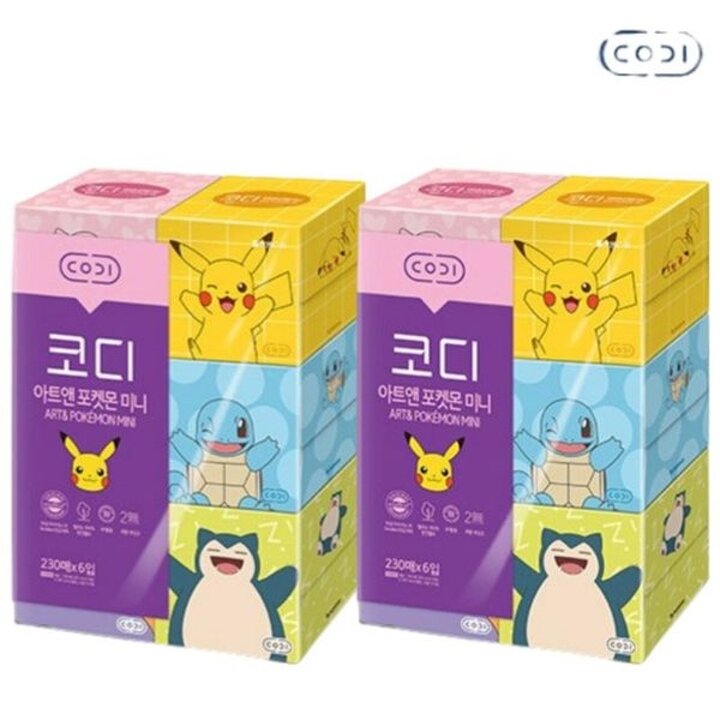 코디 미니 각티슈 포켓몬 230매 6입 x 2팩 미용티슈[34775989]
