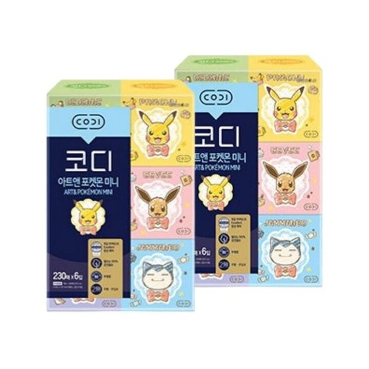 코디 미니 각티슈 포켓몬 230매 6입 x 2팩 미용티슈[34775989]