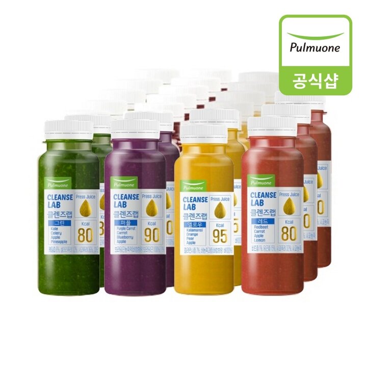 풀무원 클렌즈랩 3days 190mlX21병 (그린 6병, 퍼플 6병, 옐로우 6병, 레드 3병)
