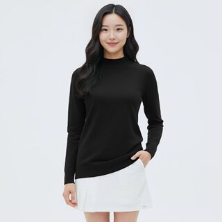 럭스골프 여성 하프넥 더블 립 긴팔 니트 셔츠 LX17KT401