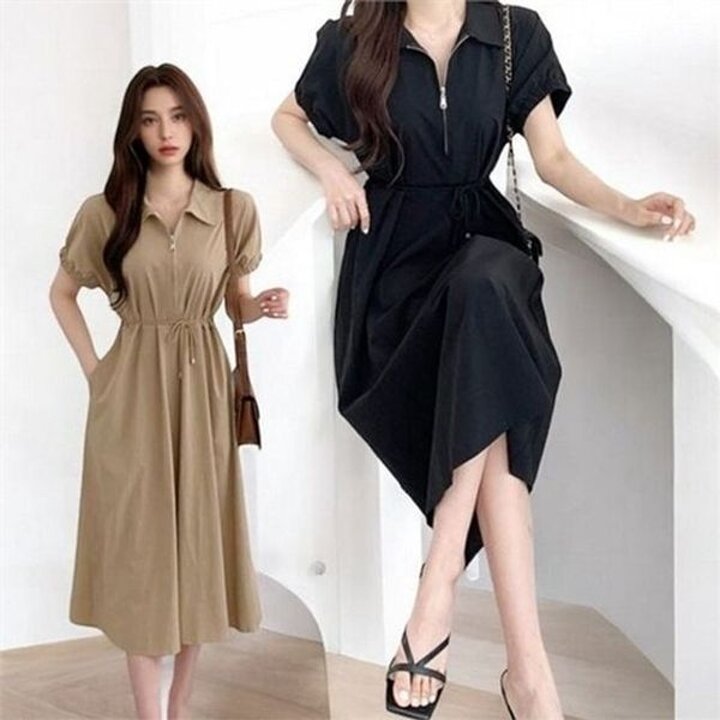 하객룩 여성 롱 원피스 데일리 여름 원피스 레이스업 빅사이즈