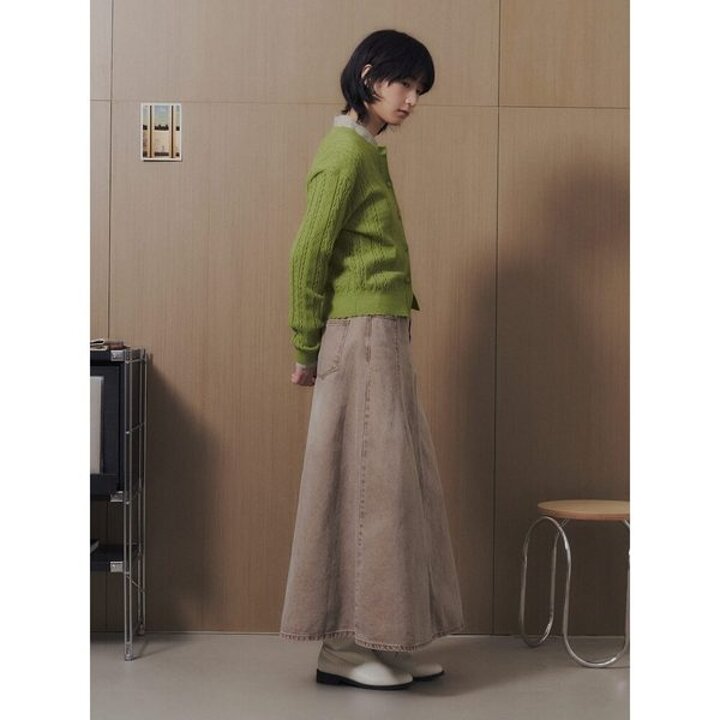 피그먼트 데님 롱스커트  옐로이시 브라운 (356227CCMB)