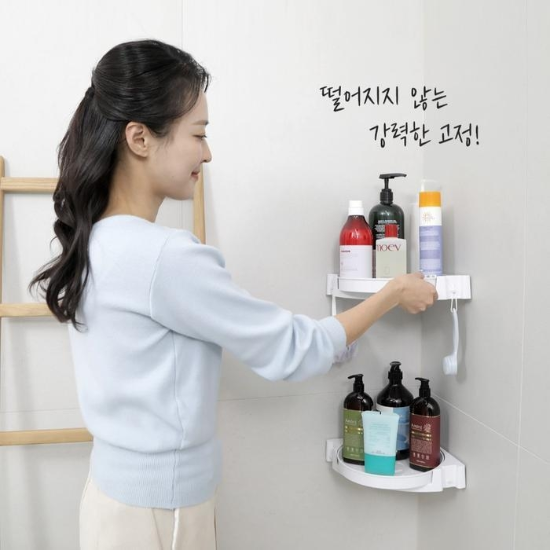 바로착360 3세트 무타공 욕실 코너 모서리 회전 선반