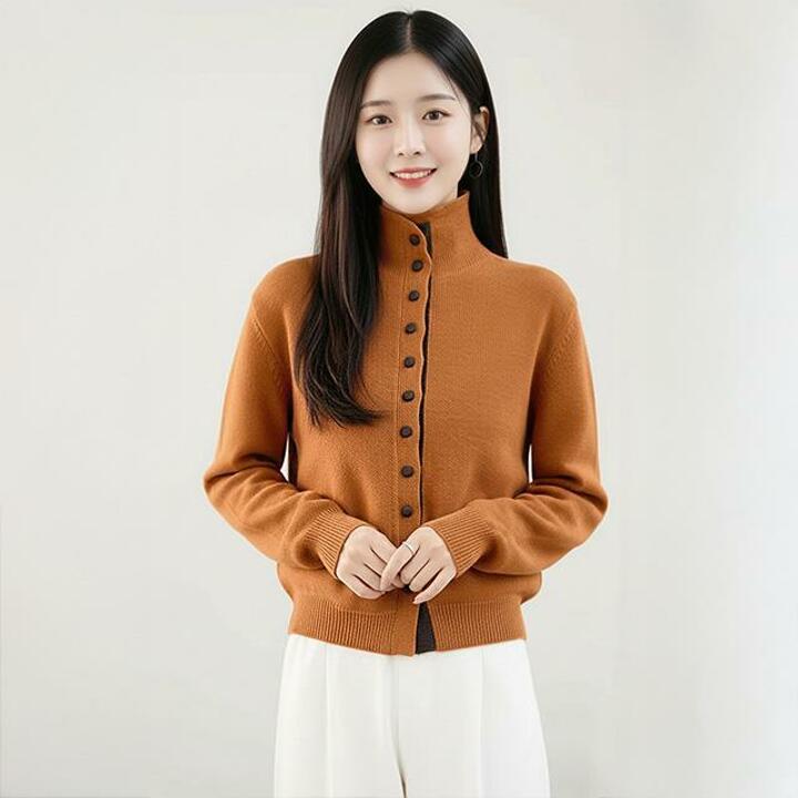 [플로레센스]솔레이단추하이넥니트2종