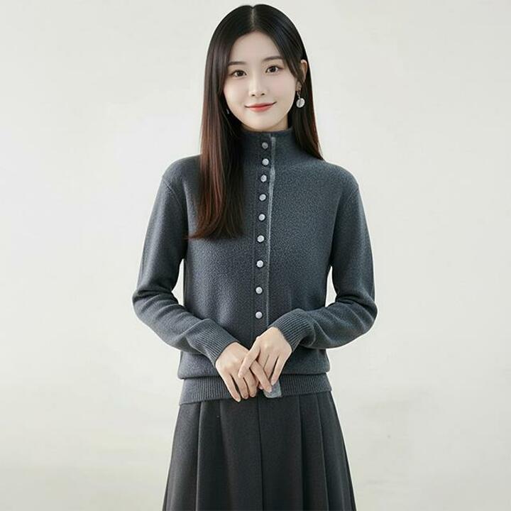 [플로레센스]솔레이단추하이넥니트2종