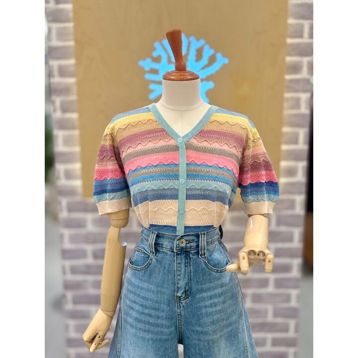 (신세계김해점)멀티 스트라이프 반팔니트 (LC31F6KN518X)
