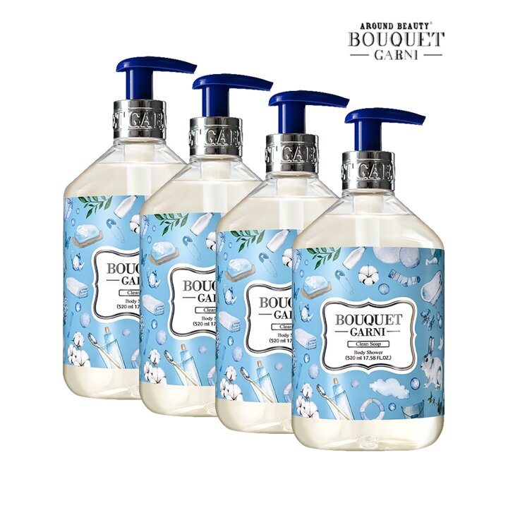 부케가르니 딥 퍼퓸 바디워시 클린솝향 520ml x4개