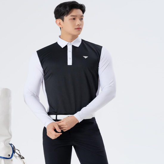 신용유통 남자 메쉬긴팔티셔츠 골프웨어 골프 골프의류 골프긴팔티 티셔츠DJ-KAAG-SDBS2LB5100M-블랙-R