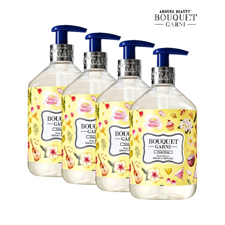 부케가르니 딥 퍼퓸 바디워시 일랑일랑향 520ml x4개