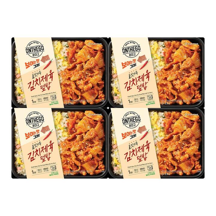 아워홈 온더고 냉동도시락 불맛 가득 김치 제육덮밥 290g 4개
