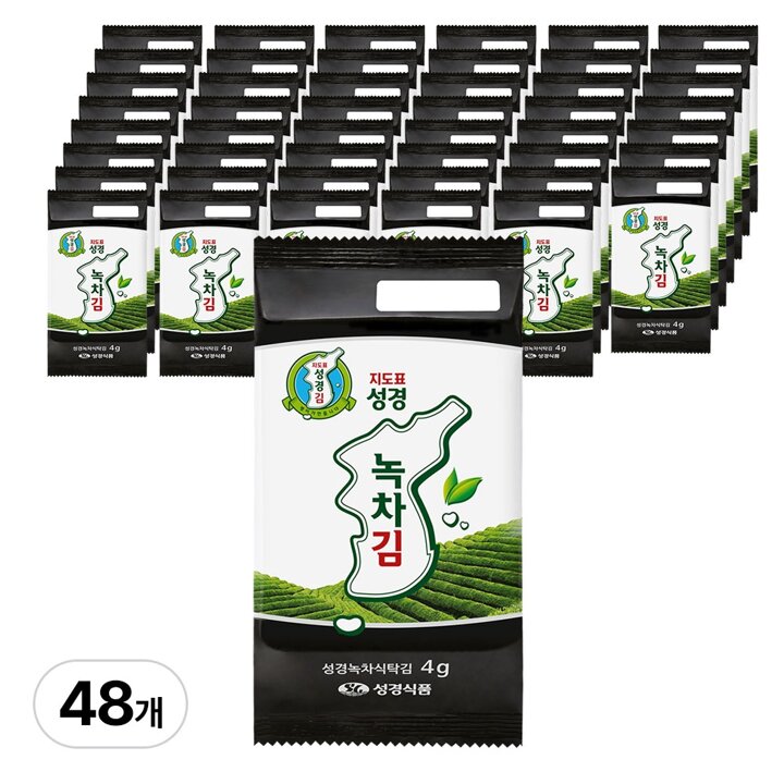 [성경김본사] 지도표성경김 녹차 식탁김 4g 12봉 x 4개 (총 48봉)