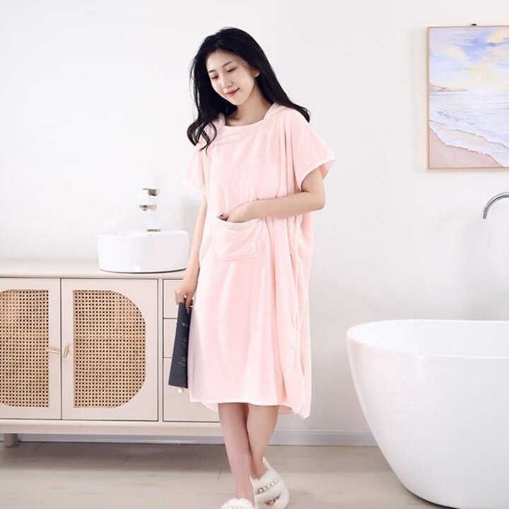 고급핑크찐수면가운가정용부드러운원피스샤워가운