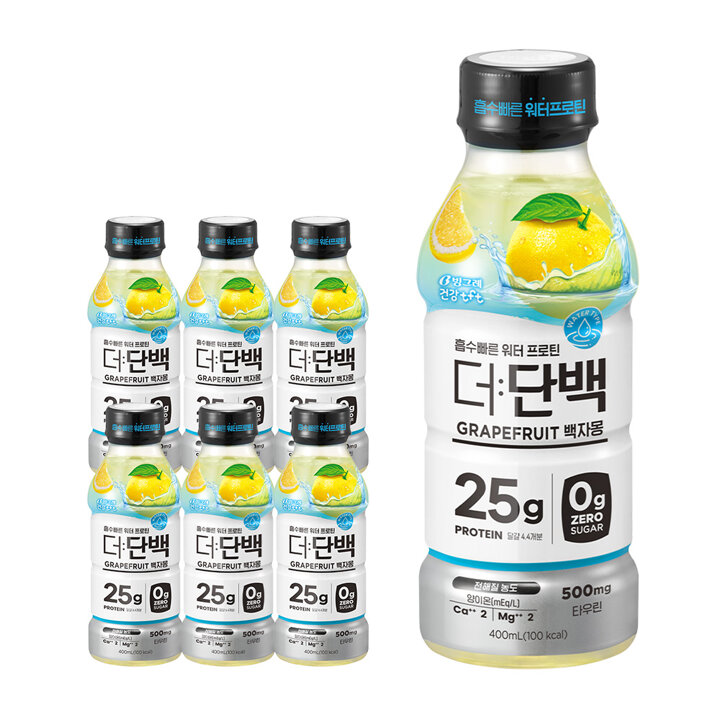 빙그레 더단백 워터프로틴 PET 백자몽 400ml 6입