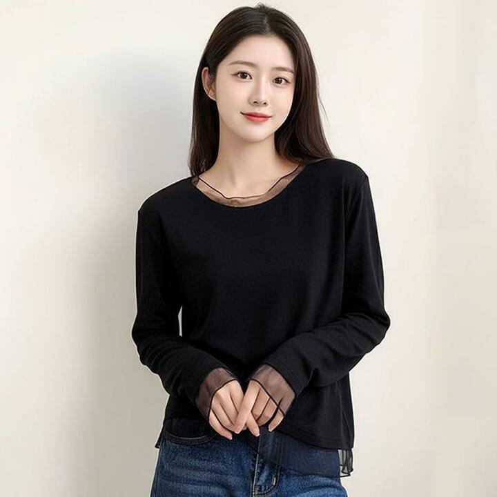[헬리꽁땡]레이스레이어드패치워크스웨터2종