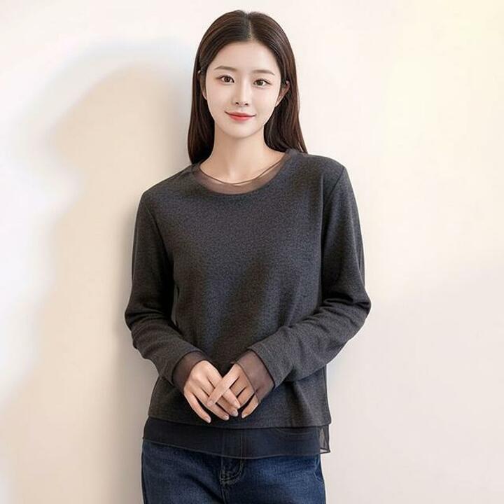 [헬리꽁땡]레이스레이어드패치워크스웨터2종