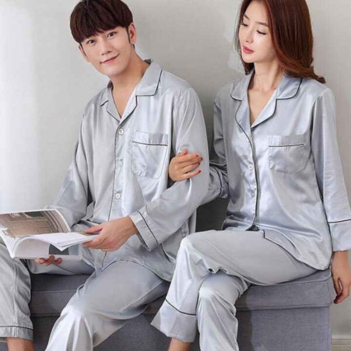 아트박스/마전동상회 커플 잠옷 상하세트 실크 홈웨어 신혼부부 잠옷