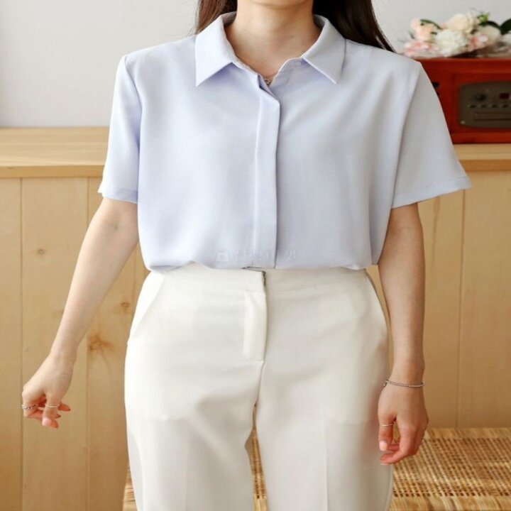 여자 무지 교생룩 링클프리 셔츠